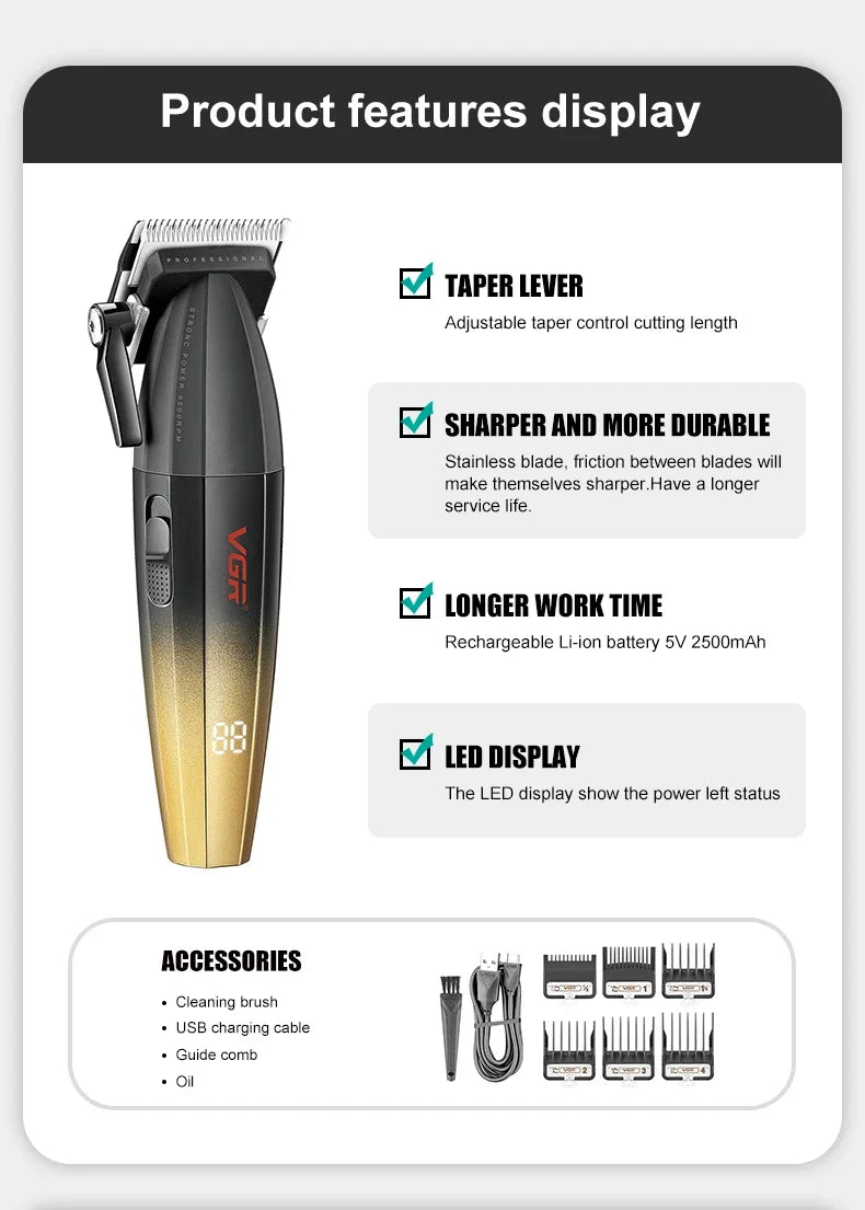 Professional Men's Hair Clipper & Rechargeable Hair Trimmer