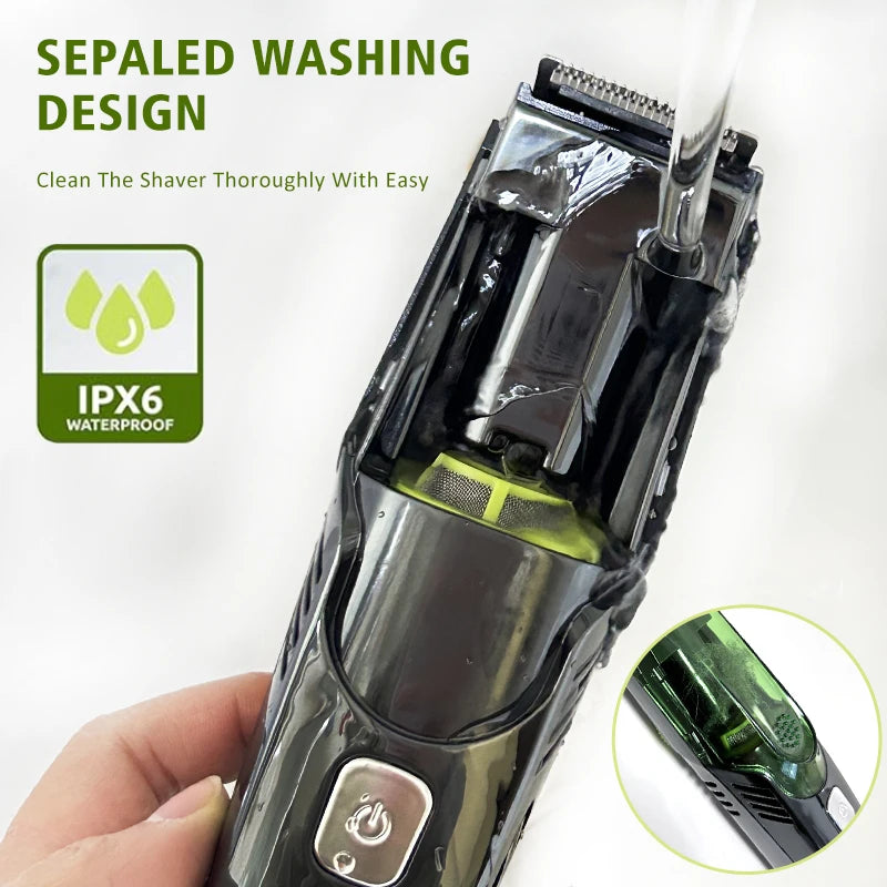 Cordless Men Beard Trimmer with Built-in Vacuum