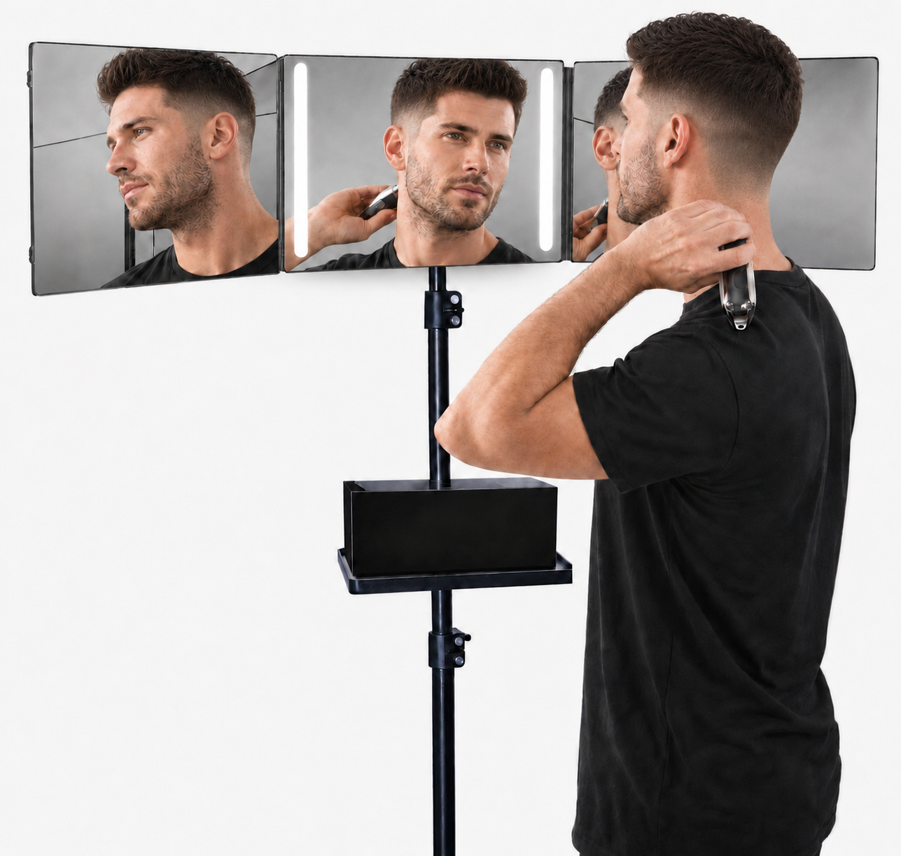 Self-Cut System 360° LED Mirror - Choose the setup that fits your grooming space.
